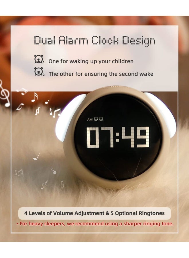 MikoDream Kids Alarm Clock, Dual Alarm Setting, Adjustable Brightness Night Light, Voice-Activated,Temperature Detection, Wake-up Alarm Clock, Toy and Gift for Toddler, Children, Students, Boys&Girls - Image 4